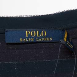 Pre Owned Polo Ralph Lauren Red & Blue Striped Sequined Tank Top M