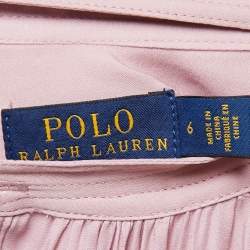 مملوكة مسبقًا Polo Ralph Lauren Blush Pink Silk Blend Round Collar Blouse M