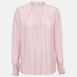 مملوكة مسبقًا Polo Ralph Lauren Blush Pink Silk Blend Round Collar Blouse M