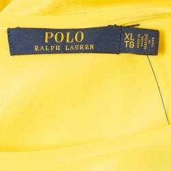 مملوكة مسبقًا Polo Ralph Lauren Yellow Silk Short Sleeve Blouse XL