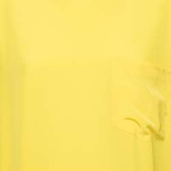 مملوكة مسبقًا Polo Ralph Lauren Yellow Silk Short Sleeve Blouse XL