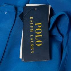 Pre Owned Polo Ralph Lauren Royal Blue Silk Short Sleeve Blouse L