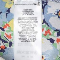 Pre Owned Polo Ralph Lauren Blue Floral Printed Silk Maxi Dress S