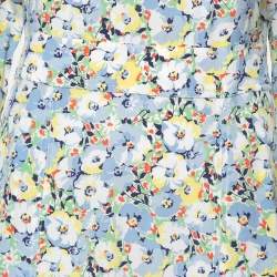 Pre Owned Polo Ralph Lauren Blue Floral Printed Silk Maxi Dress S