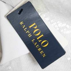 Pre Owned Polo Ralph Lauren White Sequined Polo T-Shirt S