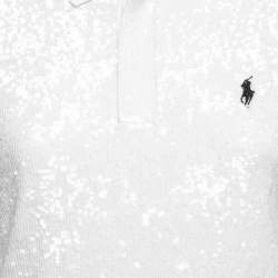 Pre Owned Polo Ralph Lauren White Sequined Polo T-Shirt S