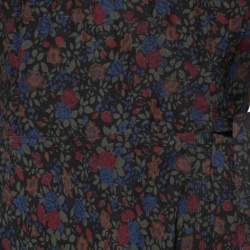 Pre Owned Polo Ralph Lauren Black Floral Printed Crepe Wrap Maxi Dress S