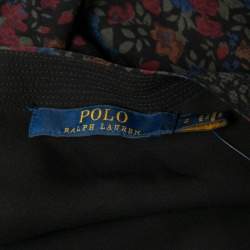 Pre Owned Polo Ralph Lauren Black Floral Printed Crepe Wrap Maxi Dress S