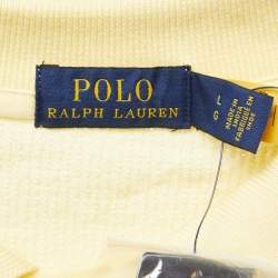 مملوكة مسبقًا Polo Ralph Lauren Yellow Cotton Sequin Embellished Polo T-Shirt L