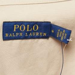 Pre Owned Polo Ralph Lauren Beige Cotton Long Sleeve Midi Dress S
