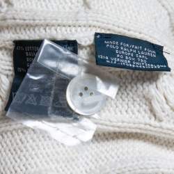 Pre Owned Polo Ralph Lauren Off-White Cable Knit Button Front Cardigan L