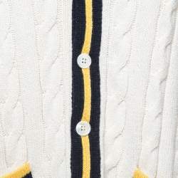 Pre Owned Polo Ralph Lauren Off-White Cable Knit Button Front Cardigan L