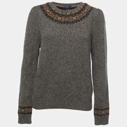 Pre Owned Polo Ralph Lauren Olive Green Wool Knit Long Sleeve Sweater L