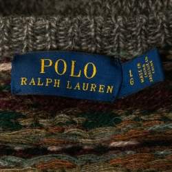 Pre Owned Polo Ralph Lauren Olive Green Wool Knit Long Sleeve Sweater L