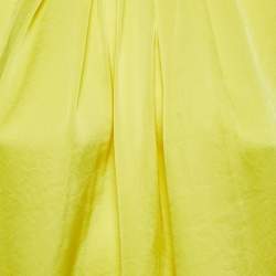 Pre Owned Polo Ralph Lauren Yellow Satin Pleated Sleeveless Top L