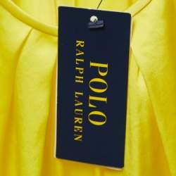 Pre Owned Polo Ralph Lauren Yellow Satin Pleated Sleeveless Top L