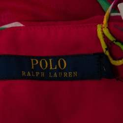 Pre Owned Polo Ralph Lauren Pink Floral Silk Spaghetti Strap Midi Dress M
