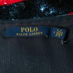 Pre Owned Polo Ralph Lauren Blue/Red Colorblock Sequined Mini Skirt S