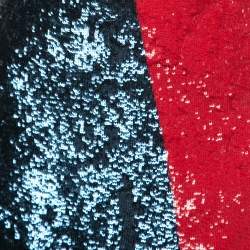 Pre Owned Polo Ralph Lauren Blue/Red Colorblock Sequined Mini Skirt S