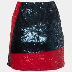 Pre Owned Polo Ralph Lauren Blue/Red Colorblock Sequined Mini Skirt S