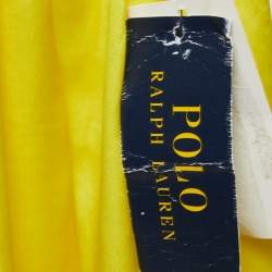 Pre Owned Polo Ralph Lauren Yellow Satin Pleated Back Slit Detailed Sleeveless Top S