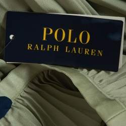Pre Owned Polo Ralph Lauren Mint Green Pleated Crepe Midi Skirt M