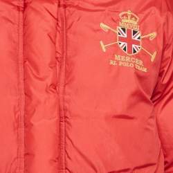 مملوكة مسبقًا Polo Ralph Lauren Red Graphic Print Synthetic Buttoned Down Jacket XS