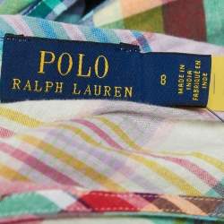 Pre Owned Polo Ralph Lauren Multicolor Check Print Cotton Halterneck Dress M