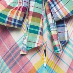 Pre Owned Polo Ralph Lauren Multicolor Check Print Cotton Halterneck Dress M