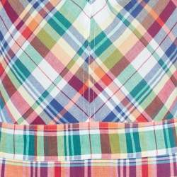 Pre Owned Polo Ralph Lauren Multicolor Check Print Cotton Halterneck Dress M