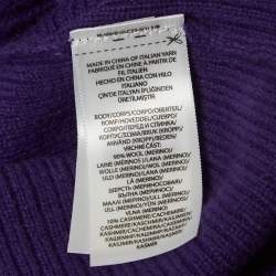 Pre Owned Polo Ralph Lauren Purple Wool Rib Knit Buttoned Cardigan L