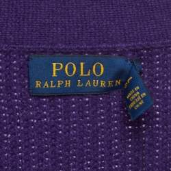 Pre Owned Polo Ralph Lauren Purple Wool Rib Knit Buttoned Cardigan L