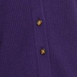 Pre Owned Polo Ralph Lauren Purple Wool Rib Knit Buttoned Cardigan L