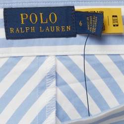 مملوكة مسبقًا Polo Ralph Lauren Blue Striped Cotton Midi Skirt M