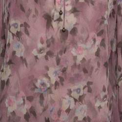 مملوكة مسبقًا Polo Ralph Lauren Pink Floral Print Silk Freaky Long Sleeve Shirt L
