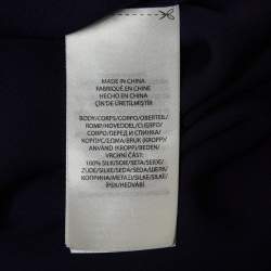 مملوكة مسبقًا Polo Ralph Lauren Navy Blue Silk Tie-Up Neck Shirt XS