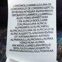 مملوكة مسبقًا Polo Ralph Lauren Navy Blue Patterned Wool Blend Ruffled Sweater L