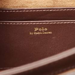 Pre Owned Polo Ralph Lauren Brown Croc Embossed Leather Saddle Crossbody Bag