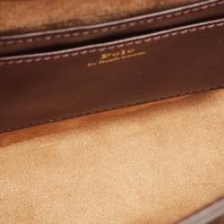 Pre Owned Polo Ralph Lauren Brown Croc Embossed Leather Saddle Crossbody Bag