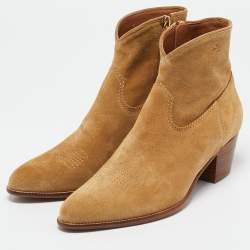Pre Owned Polo Ralph Lauren Tan Suede Lucille Ankle Length Boots Size 38