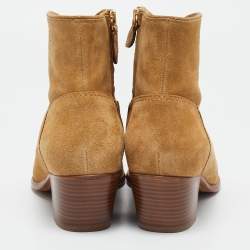 Pre Owned Polo Ralph Lauren Tan Suede Lucille Ankle Length Boots Size 38