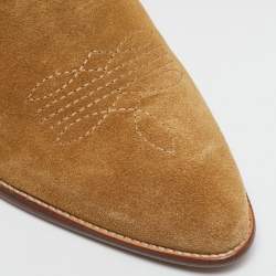 Pre Owned Polo Ralph Lauren Tan Suede Lucille Ankle Length Boots Size 38