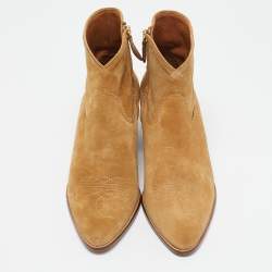 Pre Owned Polo Ralph Lauren Tan Suede Lucille Ankle Length Boots Size 38