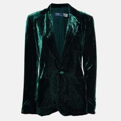Pre Owned Polo Ralph Lauren Green Velvet Single Breasted Blazer S