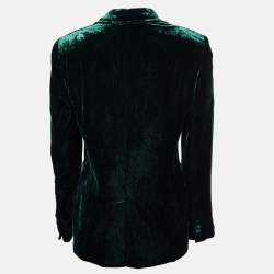 Pre Owned Polo Ralph Lauren Green Velvet Single Breasted Blazer S