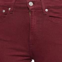 Pre Owned Polo Ralph Lauren Burgundy Denim Skinny Jeans S Waist 26"