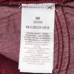 Pre Owned Polo Ralph Lauren Burgundy Denim Skinny Jeans S Waist 26"
