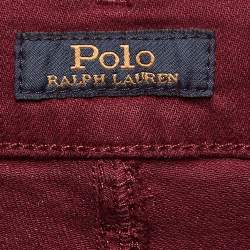Pre Owned Polo Ralph Lauren Burgundy Denim Skinny Jeans S Waist 26"