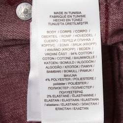 Pre Owned Polo Ralph Lauren Embroidered Burgundy Denim Skinny Jeans M Waist 28"