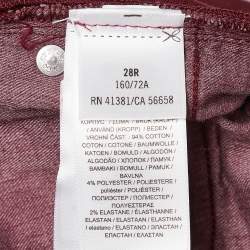 Pre Owned Polo Ralph Lauren Embroidered Burgundy Denim Skinny Jeans M Waist 28"